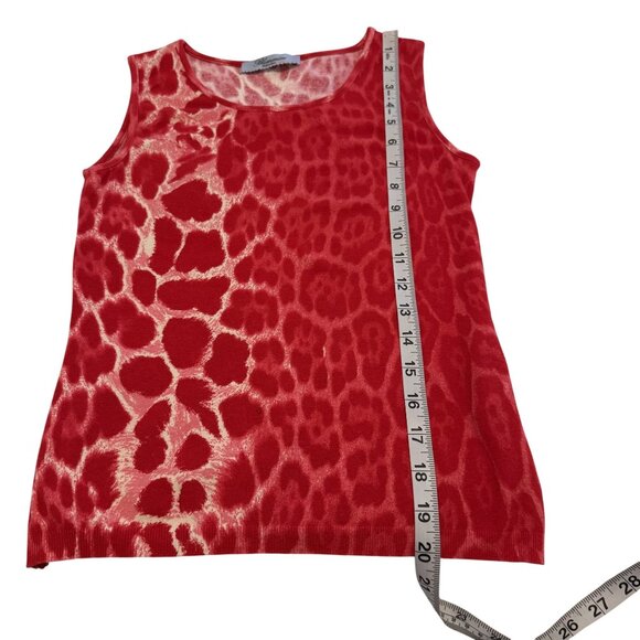 Blumarine Leopard Print Embellished Red Sleeveless Rib Hem Stretchy  Top Size 4 - Picture 7 of 9